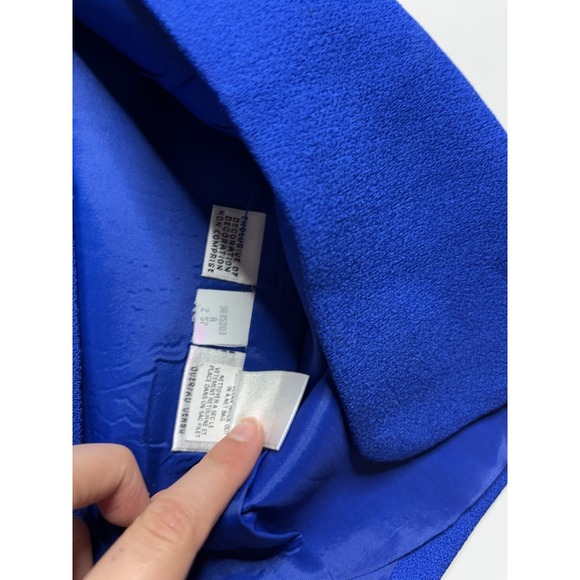 Liz Claiborne Suits Women's Sz 6? SEE 100% Wool Blue Embroidered Skirt Suit Set - Picture 12 of 16